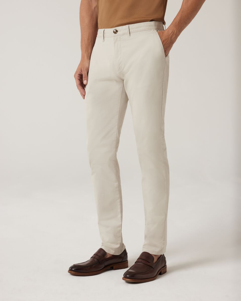 Slim Stretch Cotton Chino, Bone, hi-res